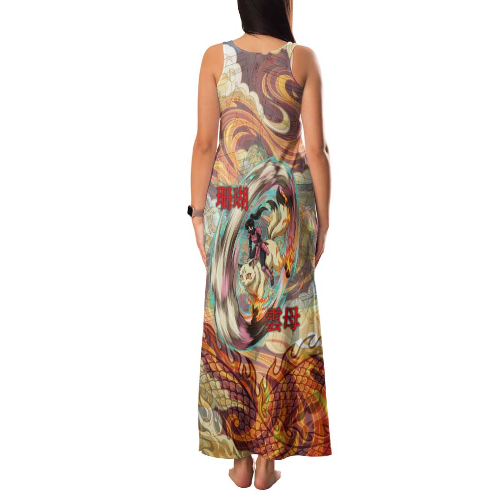 Sango and Kirara Inuyasha Series Tank Maxi Dress Mythical Anime Style with Flame and Scale Motif