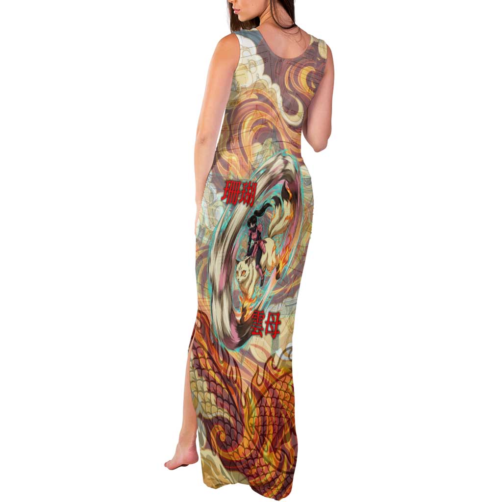 Sango and Kirara Inuyasha Series Tank Maxi Dress Mythical Anime Style with Flame and Scale Motif