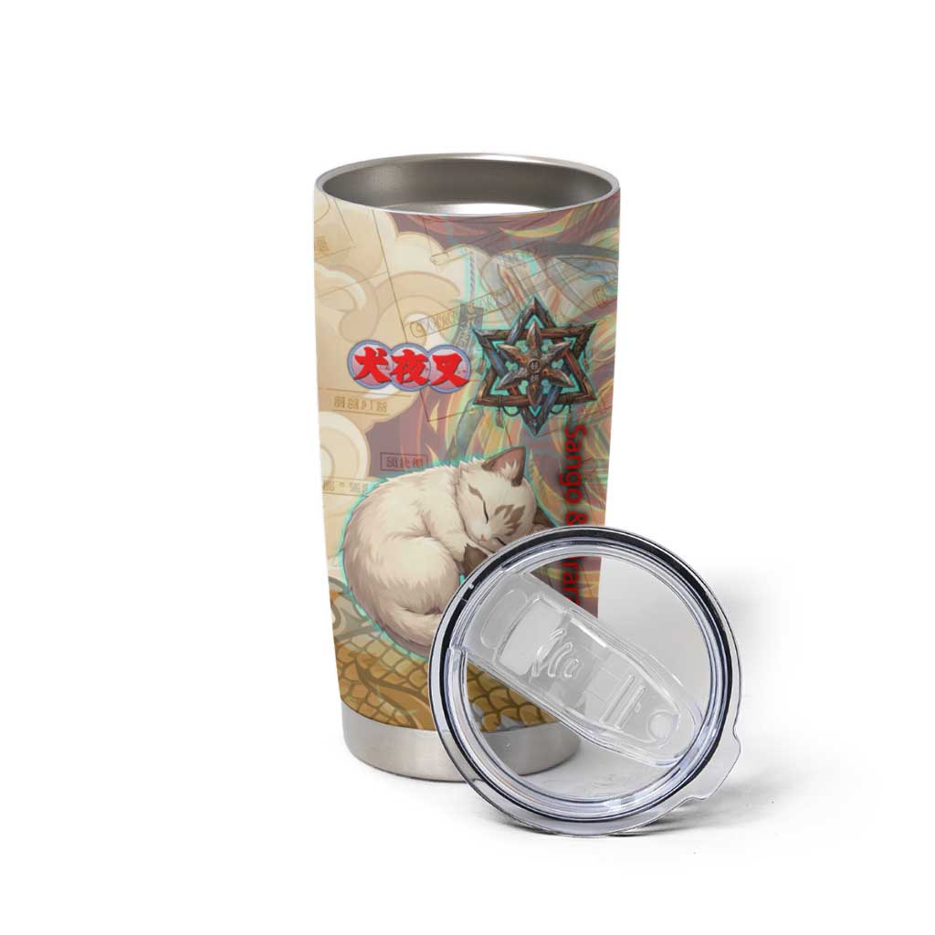 Sango and Kirara Inuyasha Series Tumbler Cup Mythical Anime Style with Flame and Scale Motif