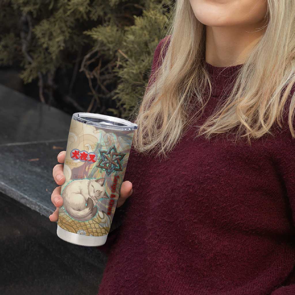 Sango and Kirara Inuyasha Series Tumbler Cup Mythical Anime Style with Flame and Scale Motif