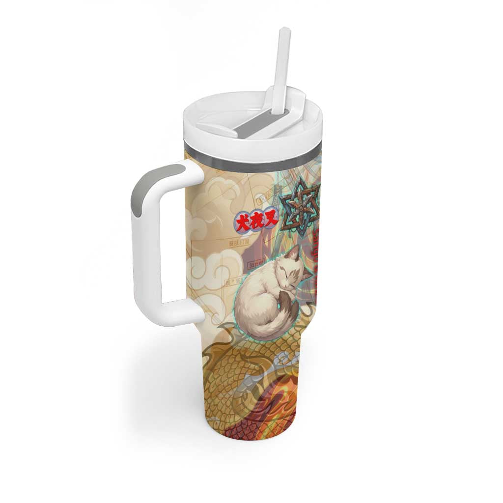 Sango and Kirara Inuyasha Series Tumbler With Handle Mythical Anime Style with Flame and Scale Motif
