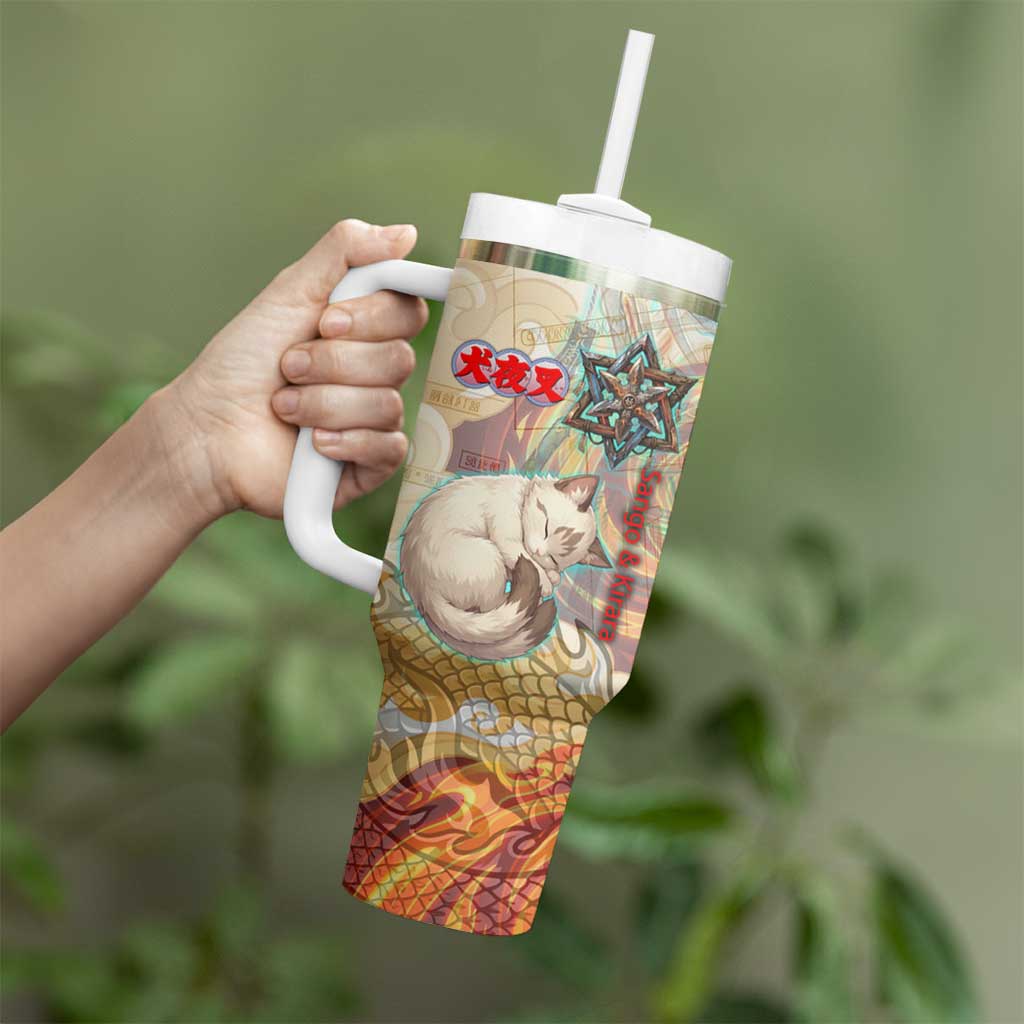 Sango and Kirara Inuyasha Series Tumbler With Handle Mythical Anime Style with Flame and Scale Motif