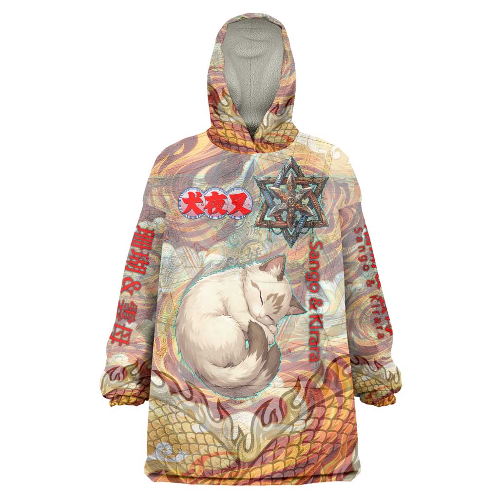 Sango and Kirara Inuyasha Series Wearable Blanket Hoodie Mythical Anime Style with Flame and Scale Motif