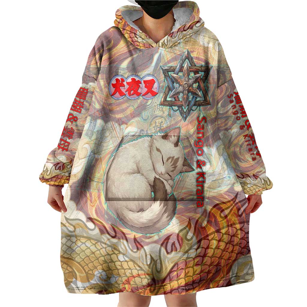 Sango and Kirara Inuyasha Series Wearable Blanket Hoodie Mythical Anime Style with Flame and Scale Motif