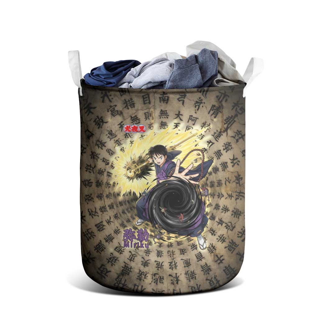 Miroku Inuyasha Series Laundry Basket Cursed Monk Aesthetic with Sutra Script Background