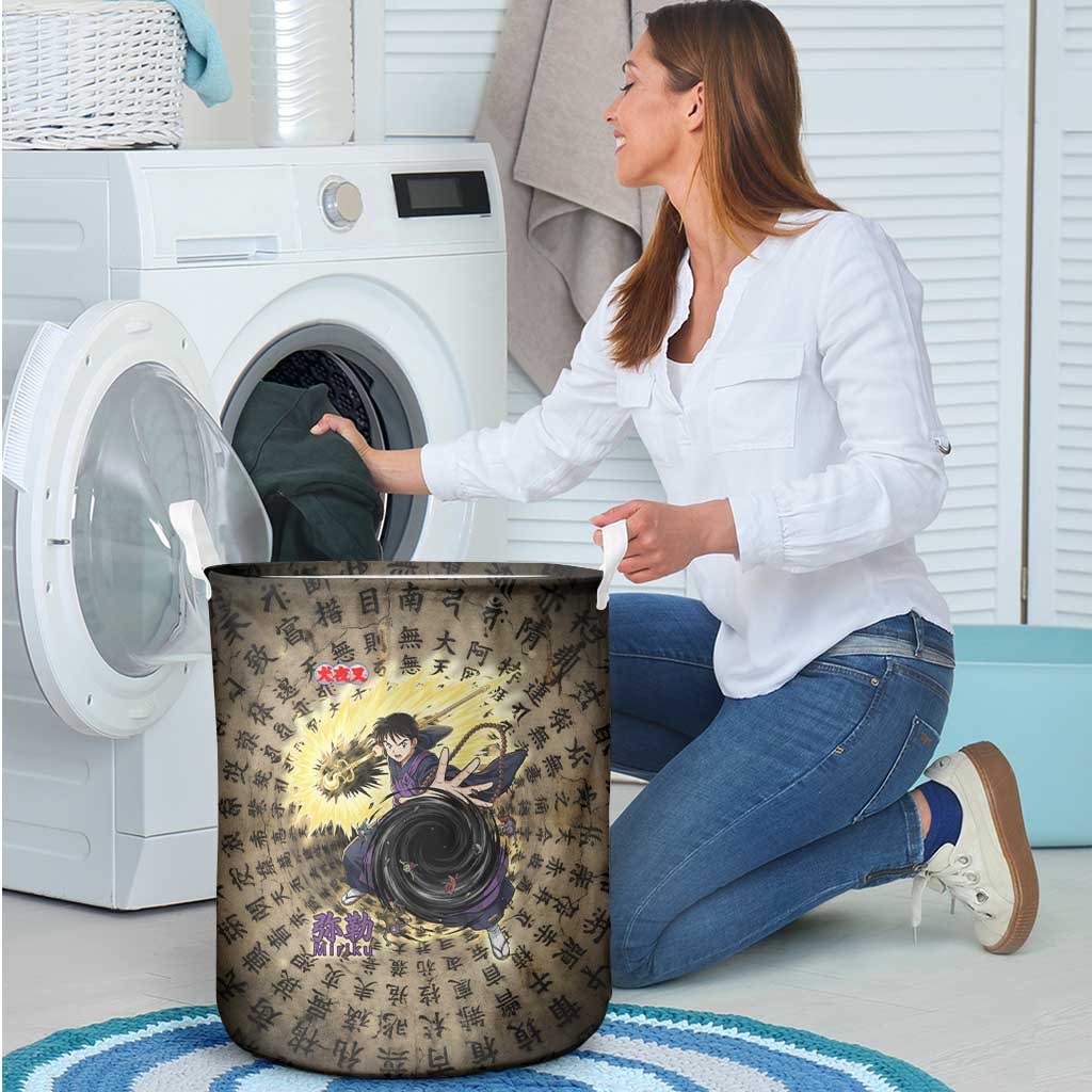 Miroku Inuyasha Series Laundry Basket Cursed Monk Aesthetic with Sutra Script Background