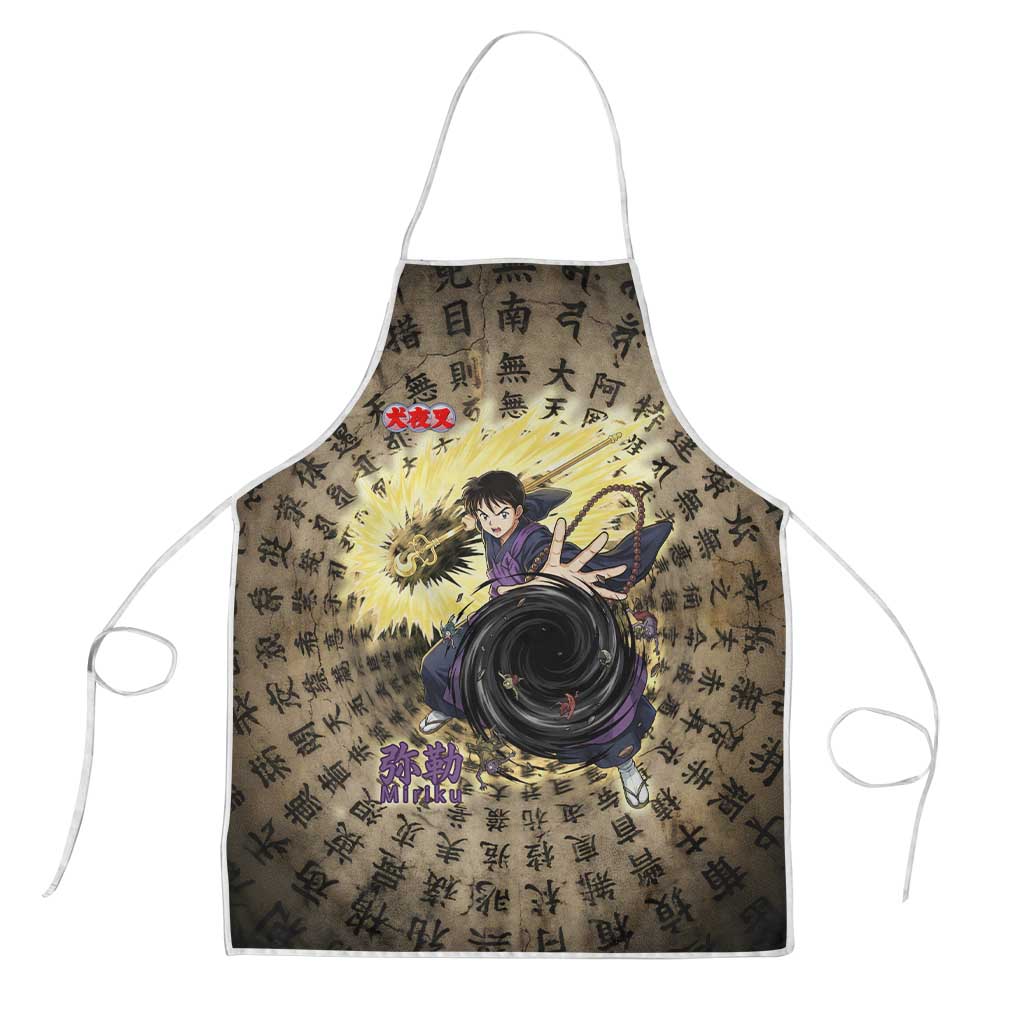 Miroku Inuyasha Series Apron Cursed Monk Aesthetic with Sutra Script Background