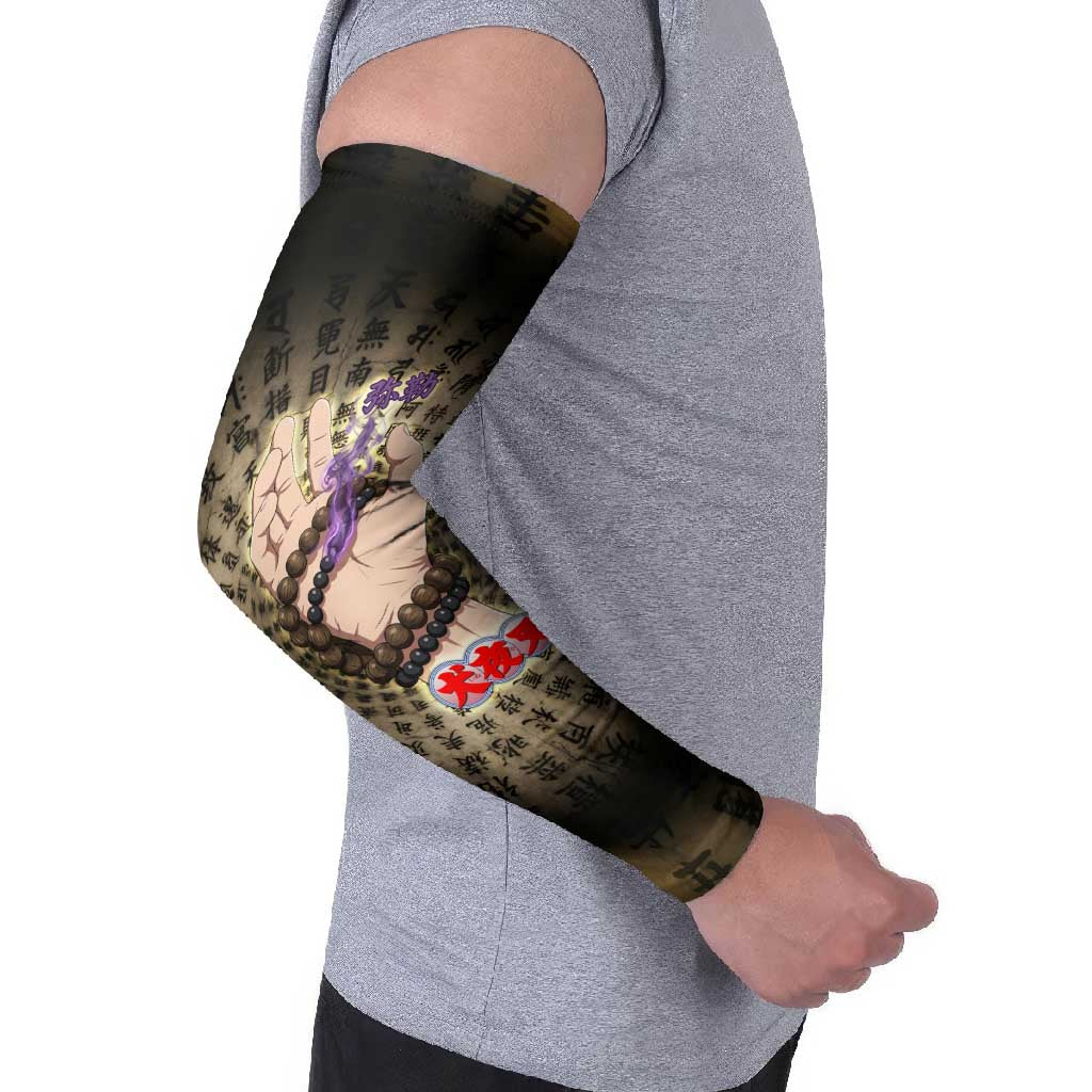 Miroku Inuyasha Series Arm Sleeves Cursed Monk Aesthetic with Sutra Script Background