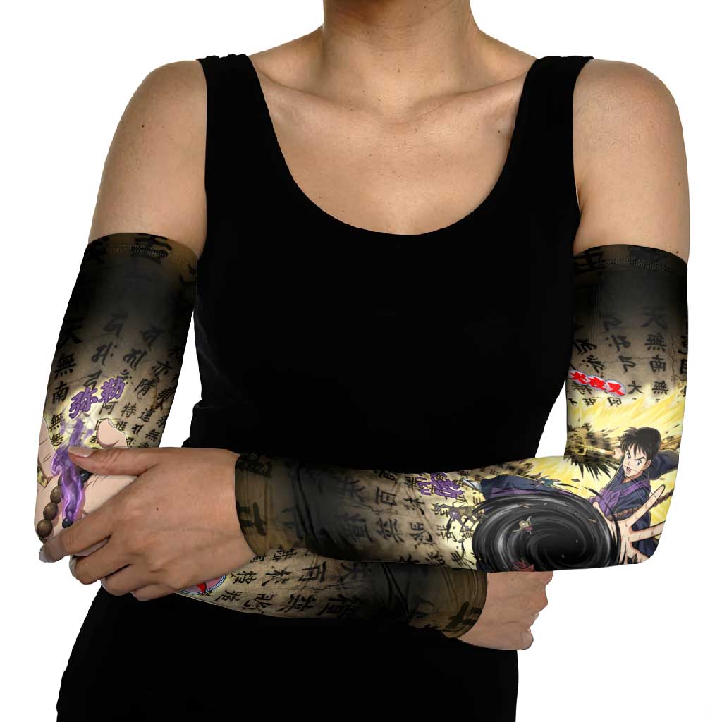 Miroku Inuyasha Series Arm Sleeves Cursed Monk Aesthetic with Sutra Script Background