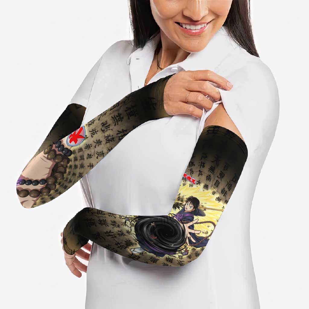 Miroku Inuyasha Series Arm Sleeves Cursed Monk Aesthetic with Sutra Script Background