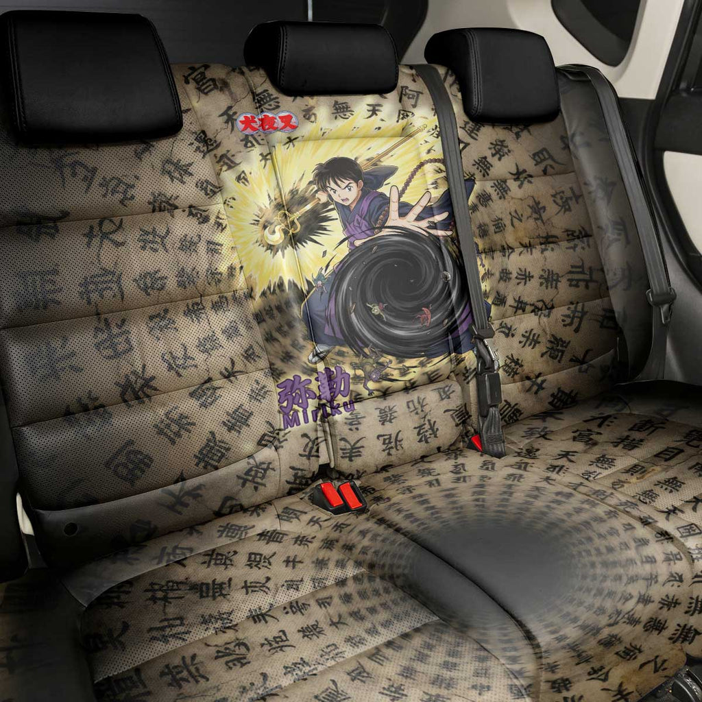 Miroku Inuyasha Series Back Car Seat Cover Cursed Monk Aesthetic with Sutra Script Background