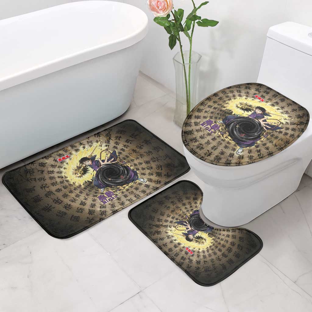 Miroku Inuyasha Series Bathroom Set Cursed Monk Aesthetic with Sutra Script Background