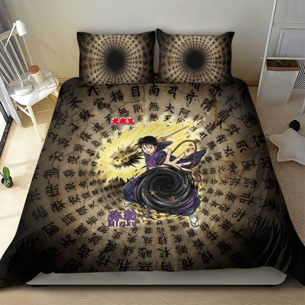 Miroku Inuyasha Series Bedding Set Cursed Monk Aesthetic with Sutra Script Background