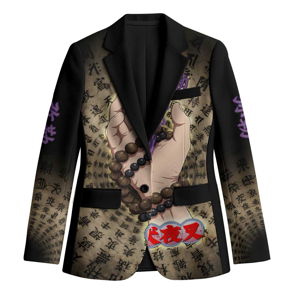 Miroku Inuyasha Series Blazer Cursed Monk Aesthetic with Sutra Script Background