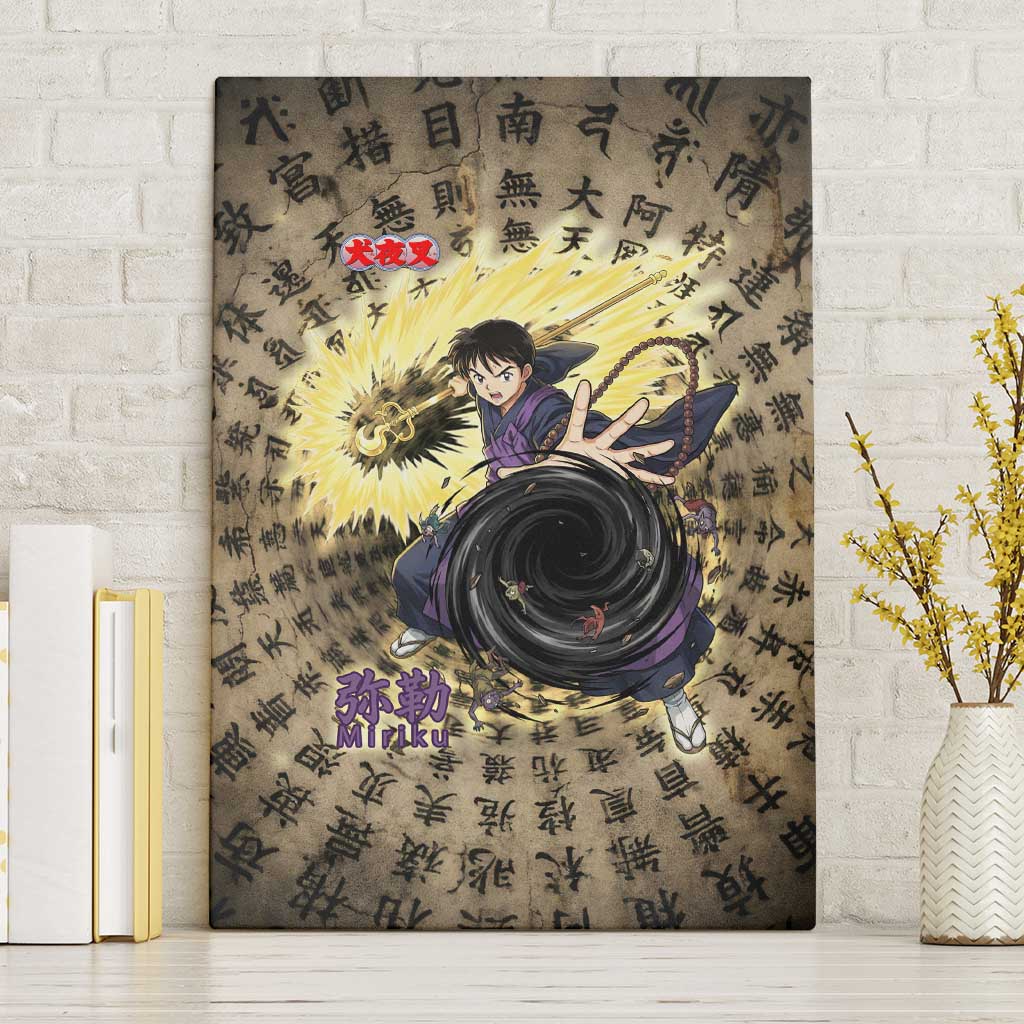 Miroku Inuyasha Series Canvas Wall Art Cursed Monk Aesthetic with Sutra Script Background