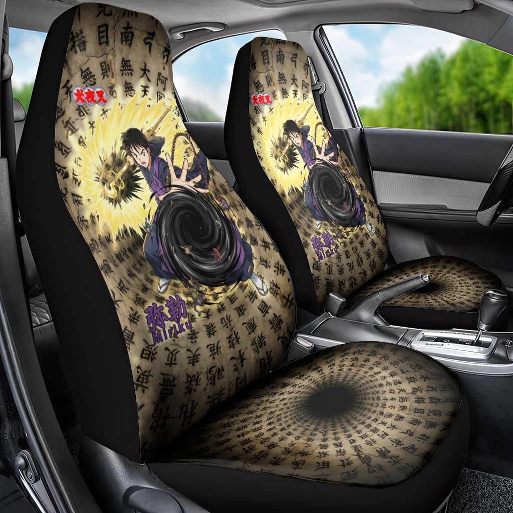 Miroku Inuyasha Series Car Seat Cover Cursed Monk Aesthetic with Sutra Script Background