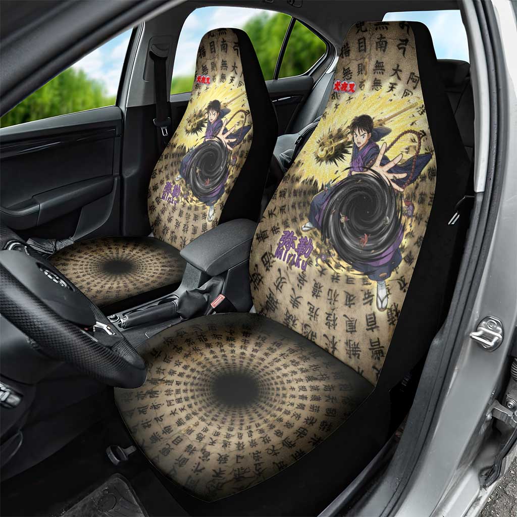 Miroku Inuyasha Series Car Seat Cover Cursed Monk Aesthetic with Sutra Script Background