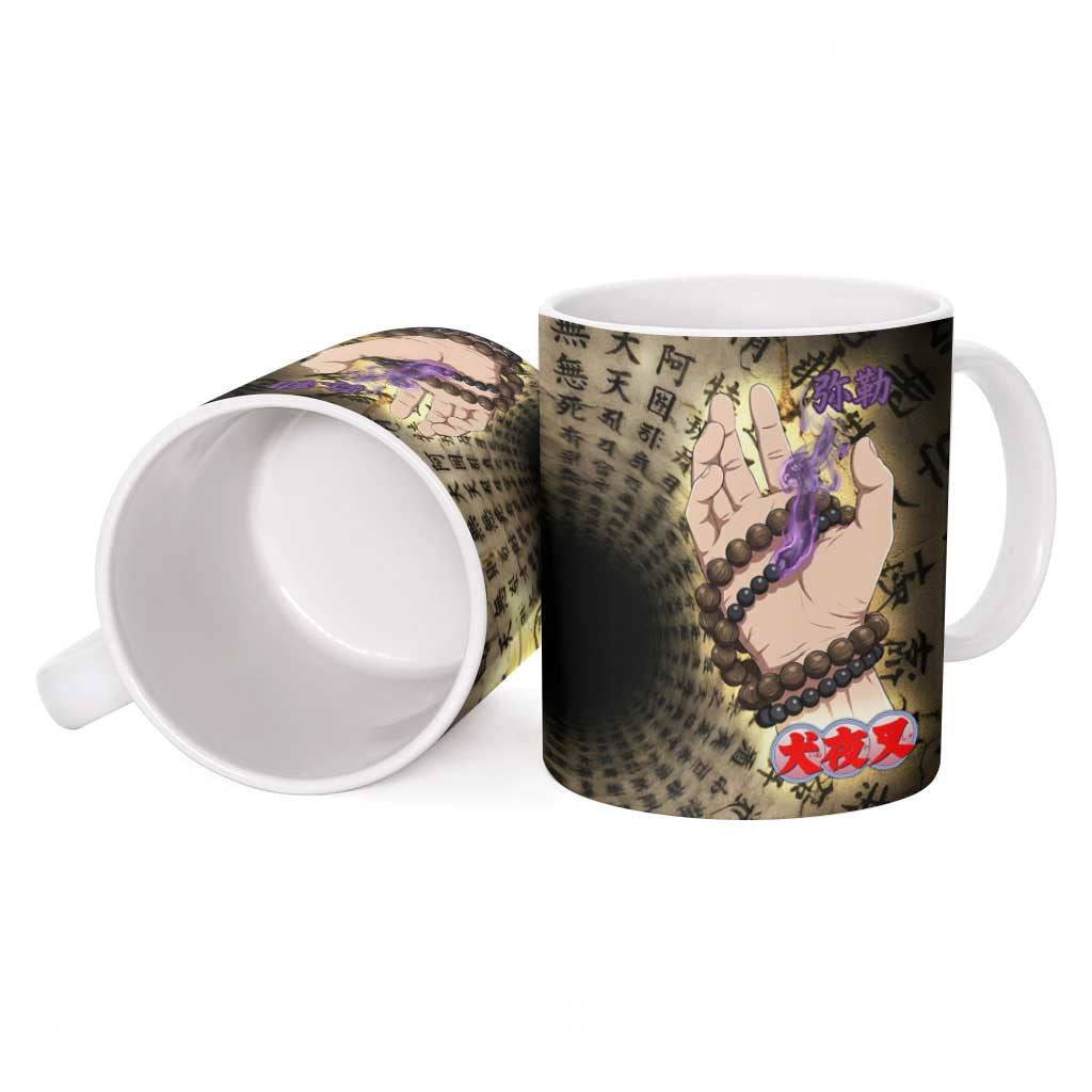 Miroku Inuyasha Series Ceramic Mug Cursed Monk Aesthetic with Sutra Script Background