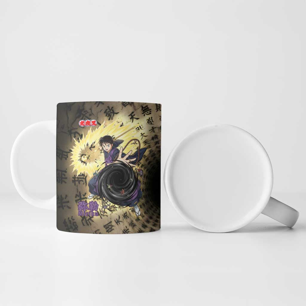 Miroku Inuyasha Series Ceramic Mug Cursed Monk Aesthetic with Sutra Script Background
