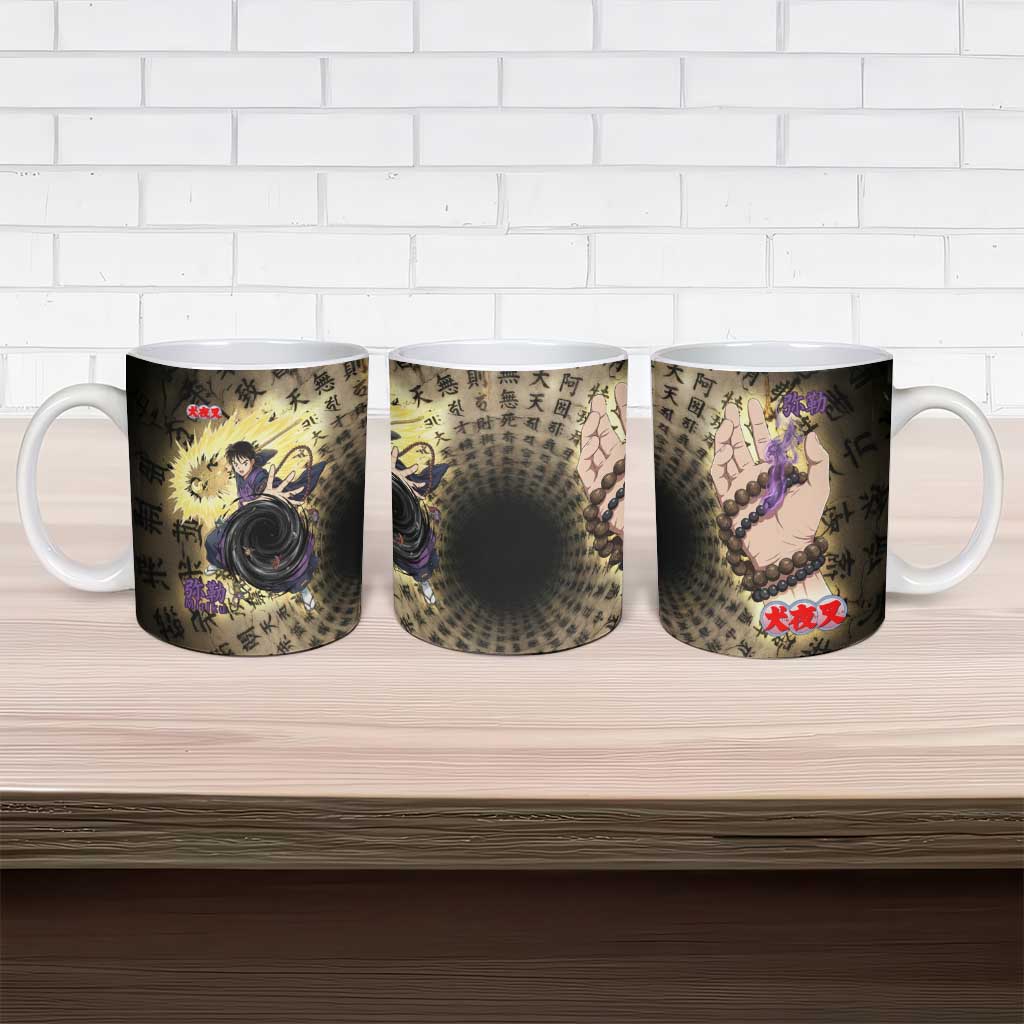 Miroku Inuyasha Series Ceramic Mug Cursed Monk Aesthetic with Sutra Script Background