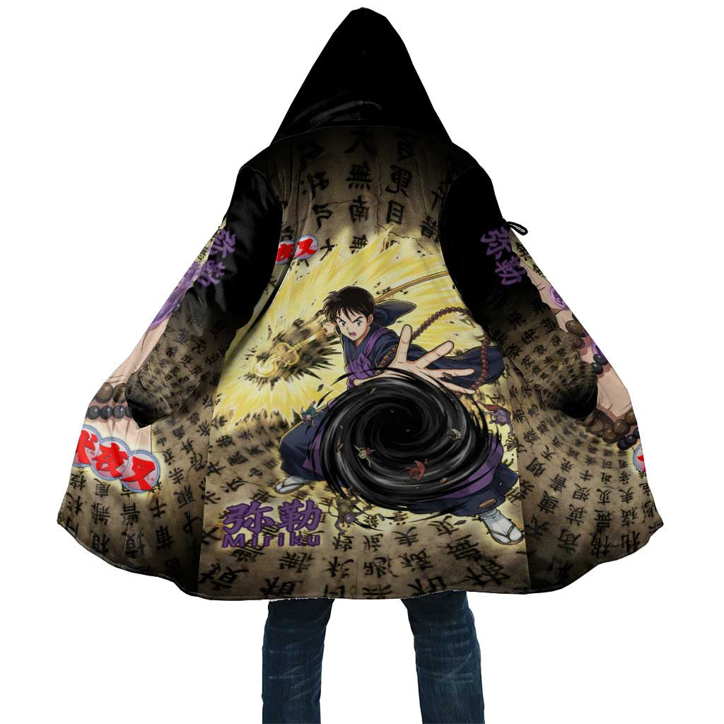 Miroku Inuyasha Series Cloak Cursed Monk Aesthetic with Sutra Script Background