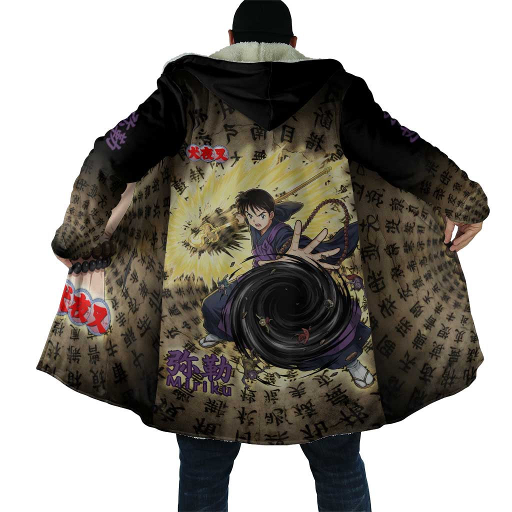 Miroku Inuyasha Series Cloak Cursed Monk Aesthetic with Sutra Script Background