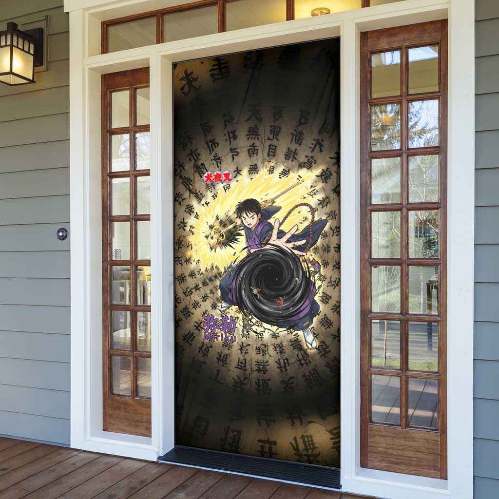 Miroku Inuyasha Series Door Cover Cursed Monk Aesthetic with Sutra Script Background