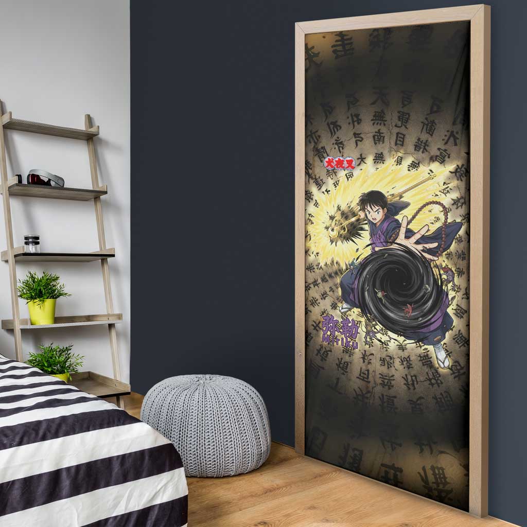 Miroku Inuyasha Series Door Cover Cursed Monk Aesthetic with Sutra Script Background