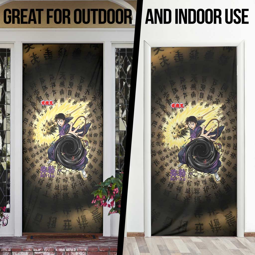 Miroku Inuyasha Series Door Cover Cursed Monk Aesthetic with Sutra Script Background
