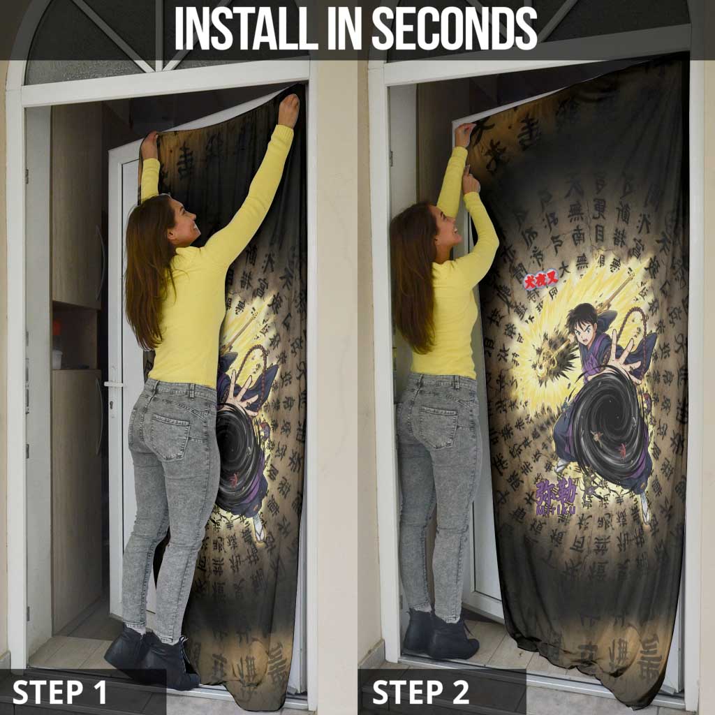 Miroku Inuyasha Series Door Cover Cursed Monk Aesthetic with Sutra Script Background