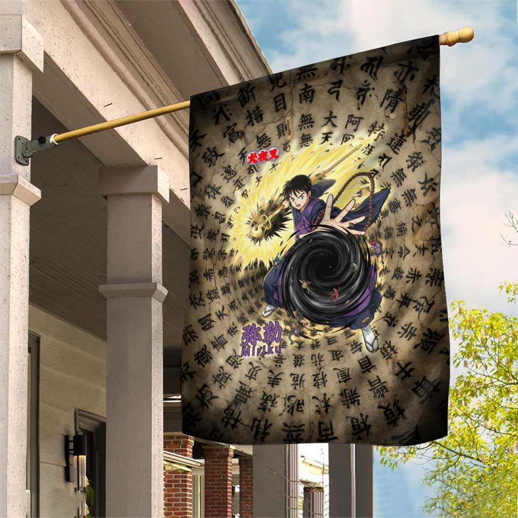 Miroku Inuyasha Series Garden Flag Cursed Monk Aesthetic with Sutra Script Background