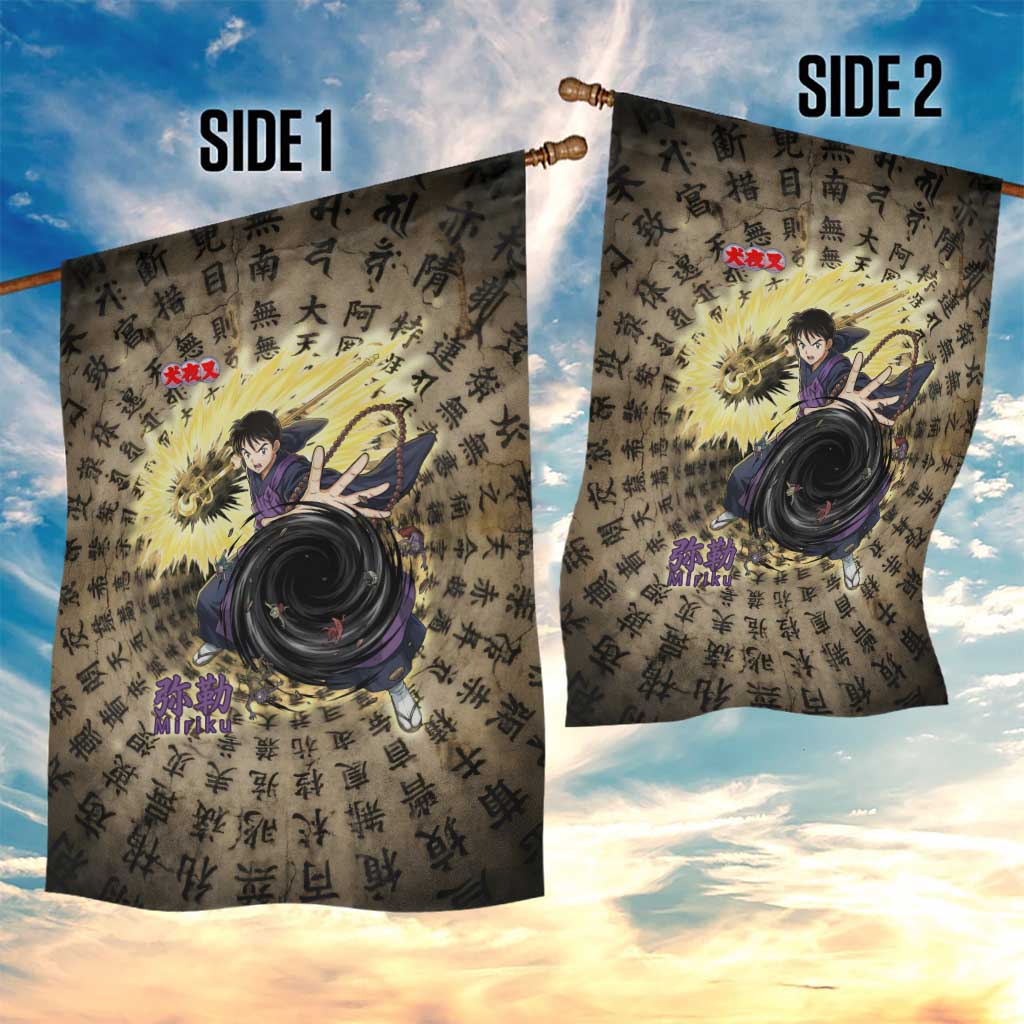 Miroku Inuyasha Series Garden Flag Cursed Monk Aesthetic with Sutra Script Background