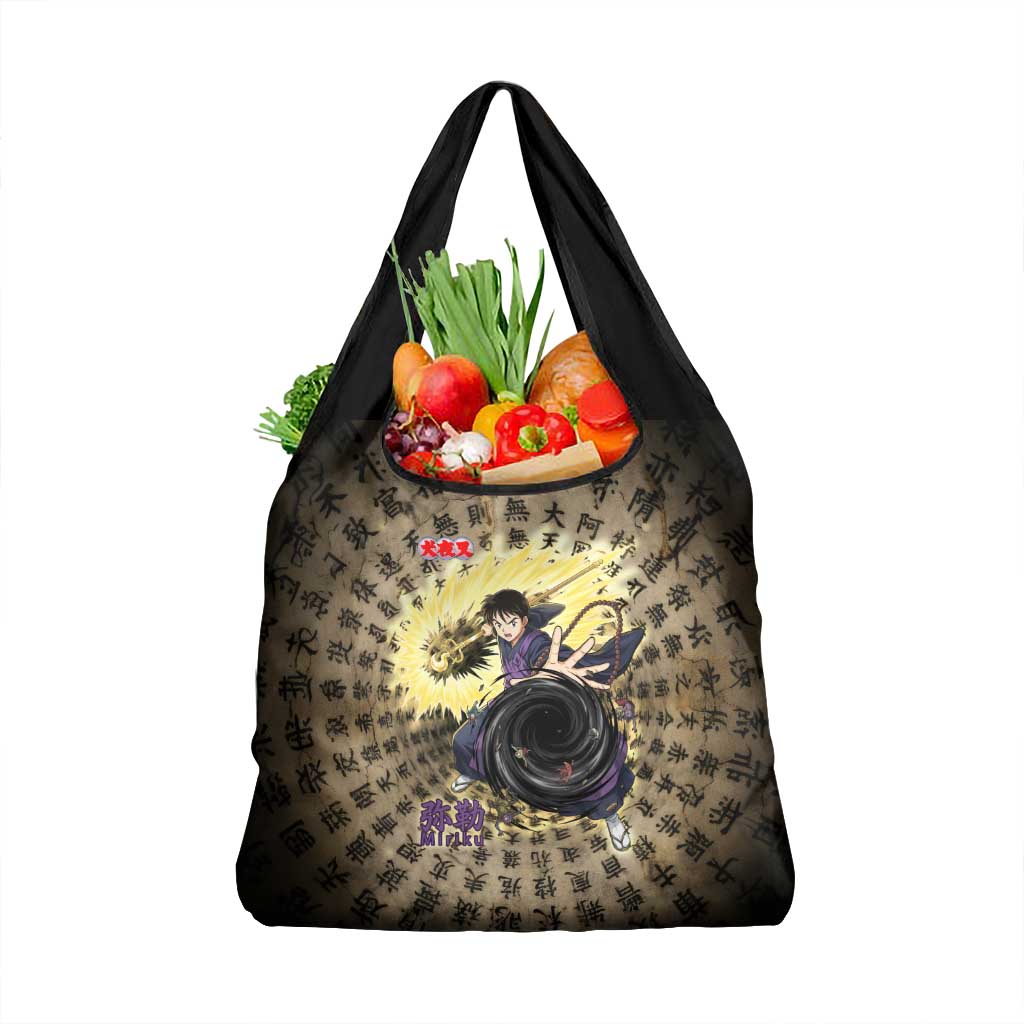 Miroku Inuyasha Series Grocery Bag Cursed Monk Aesthetic with Sutra Script Background
