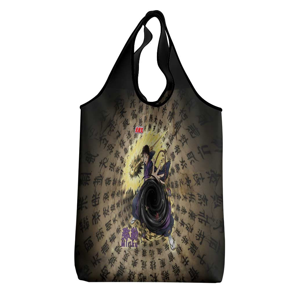 Miroku Inuyasha Series Grocery Bag Cursed Monk Aesthetic with Sutra Script Background