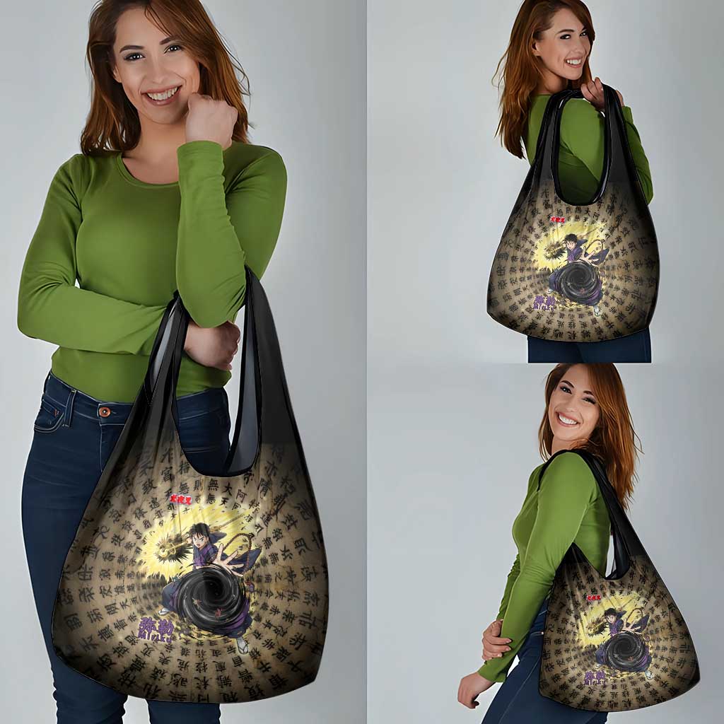 Miroku Inuyasha Series Grocery Bag Cursed Monk Aesthetic with Sutra Script Background