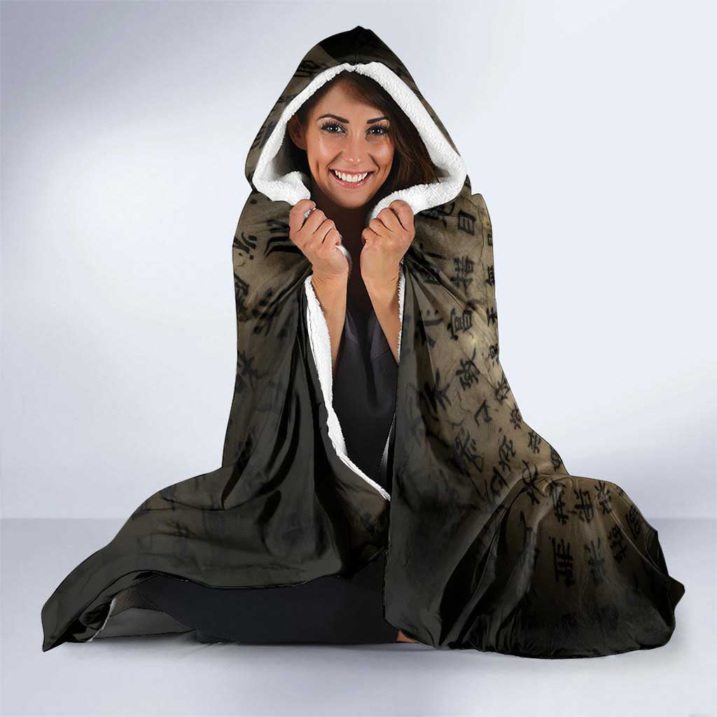 Miroku Inuyasha Series Hooded Blanket Cursed Monk Aesthetic with Sutra Script Background