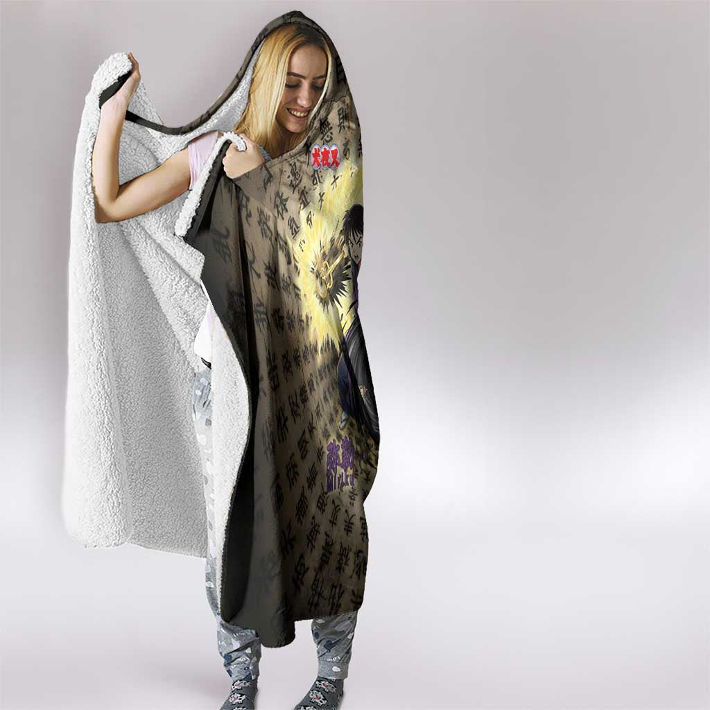 Miroku Inuyasha Series Hooded Blanket Cursed Monk Aesthetic with Sutra Script Background