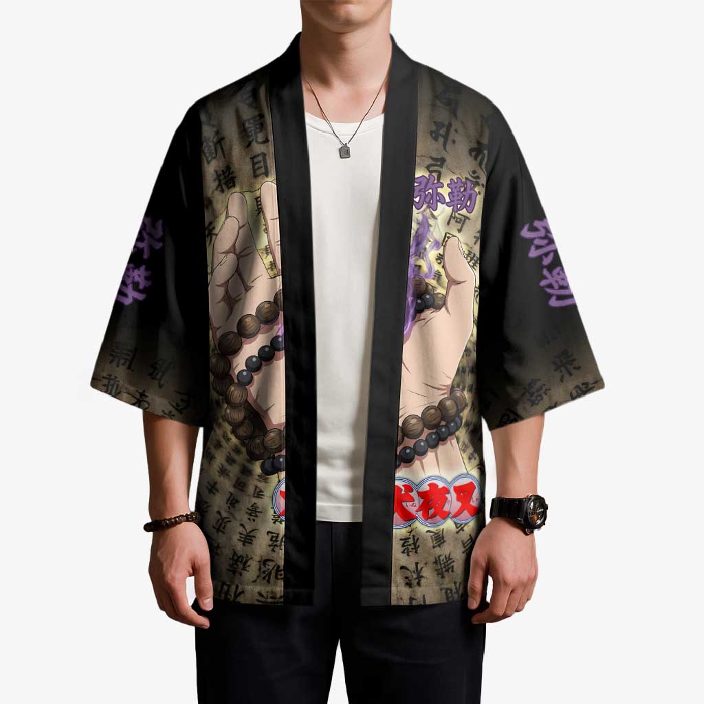 Miroku Inuyasha Series Kimono Cursed Monk Aesthetic with Sutra Script Background