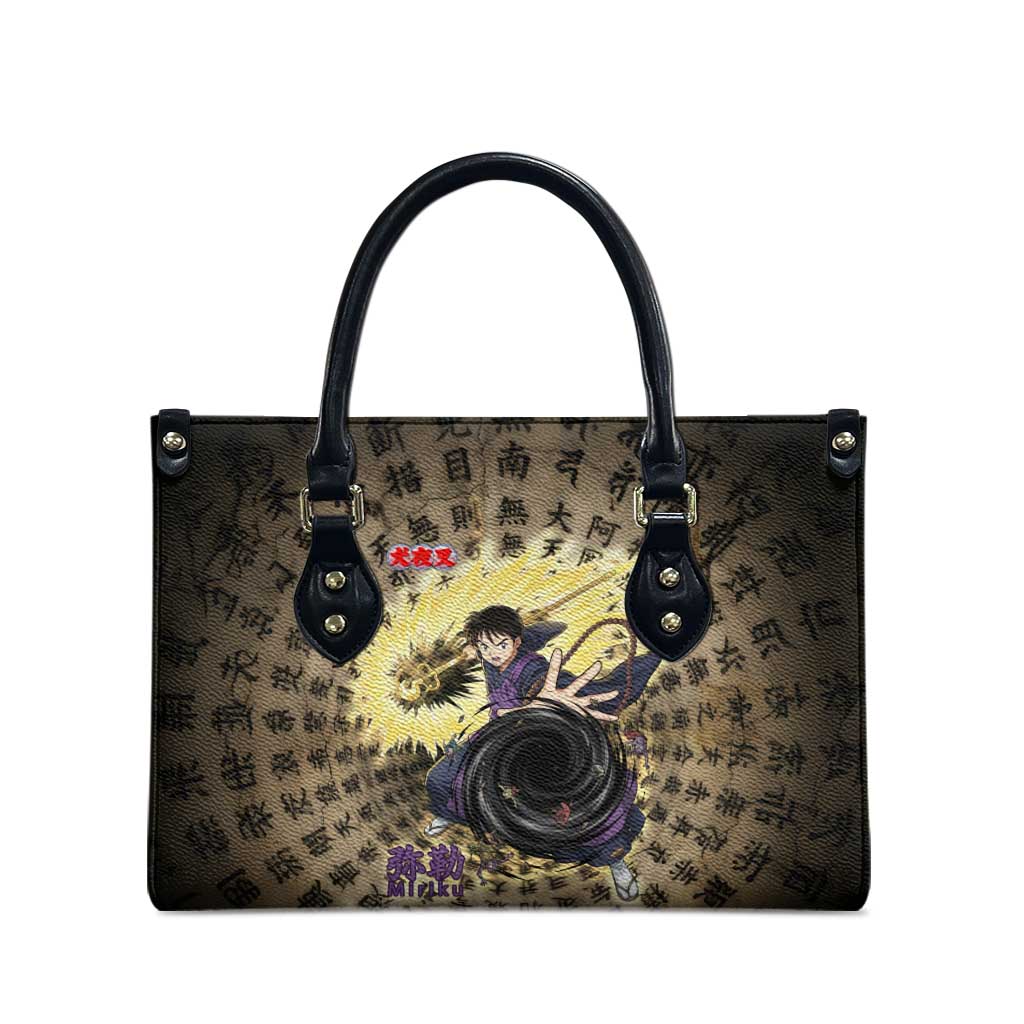 Miroku Inuyasha Series Leather Bag Cursed Monk Aesthetic with Sutra Script Background