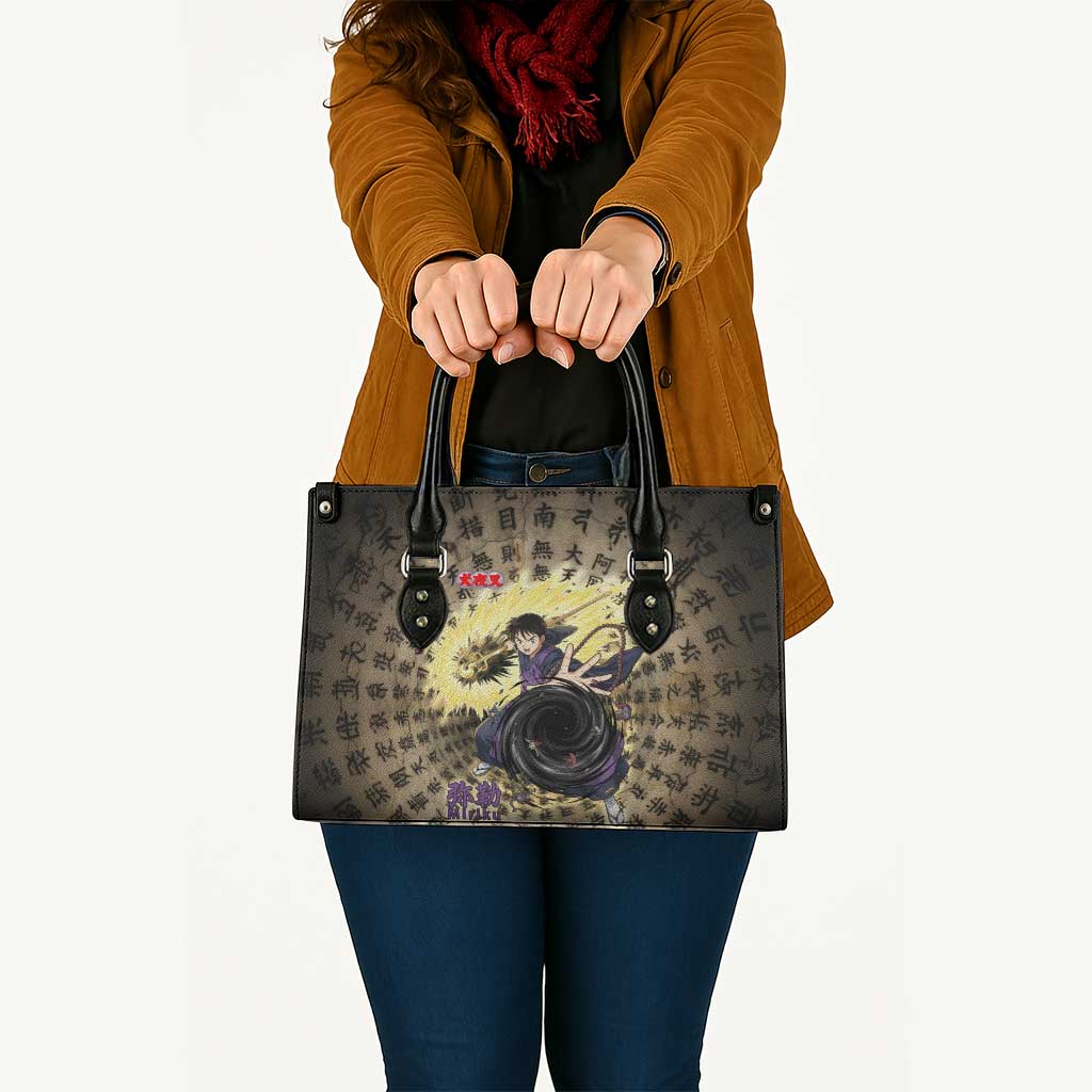 Miroku Inuyasha Series Leather Bag Cursed Monk Aesthetic with Sutra Script Background
