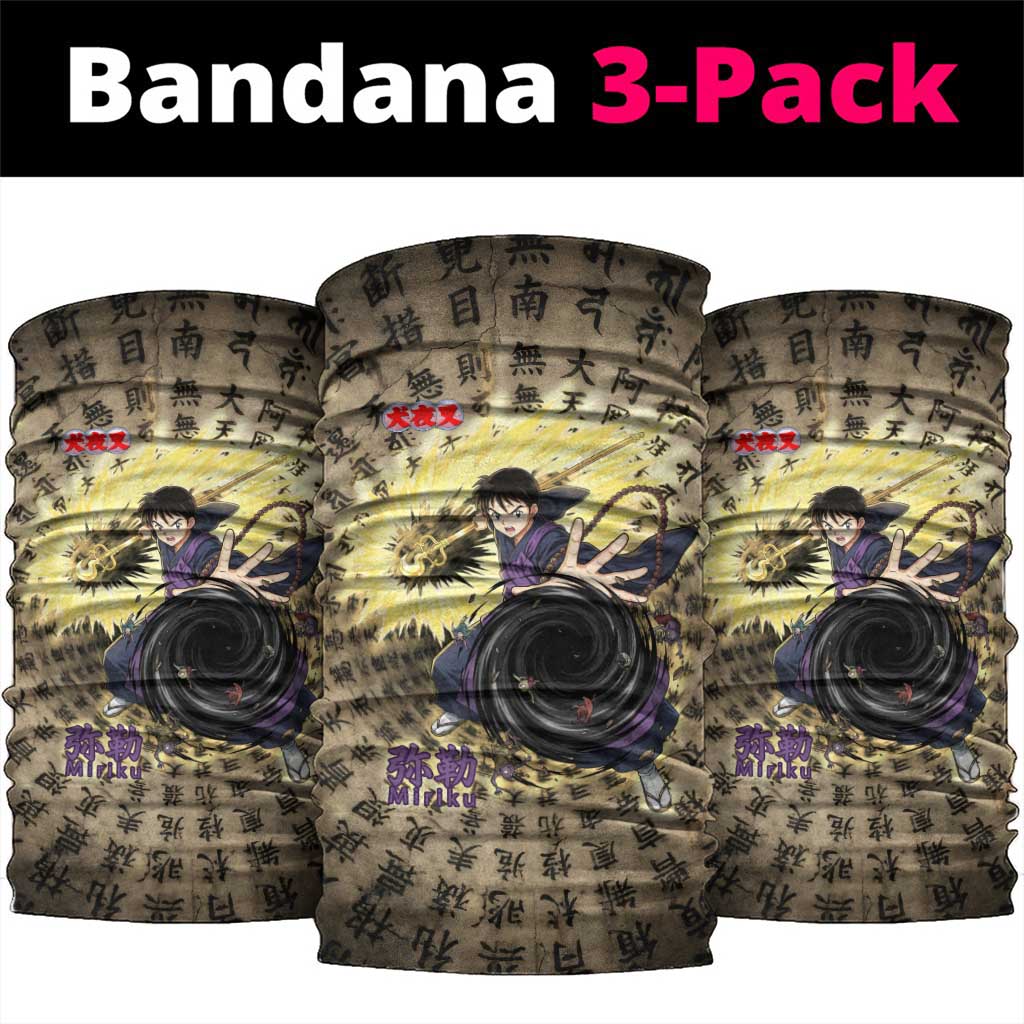 Miroku Inuyasha Series Neck Gaiter Cursed Monk Aesthetic with Sutra Script Background