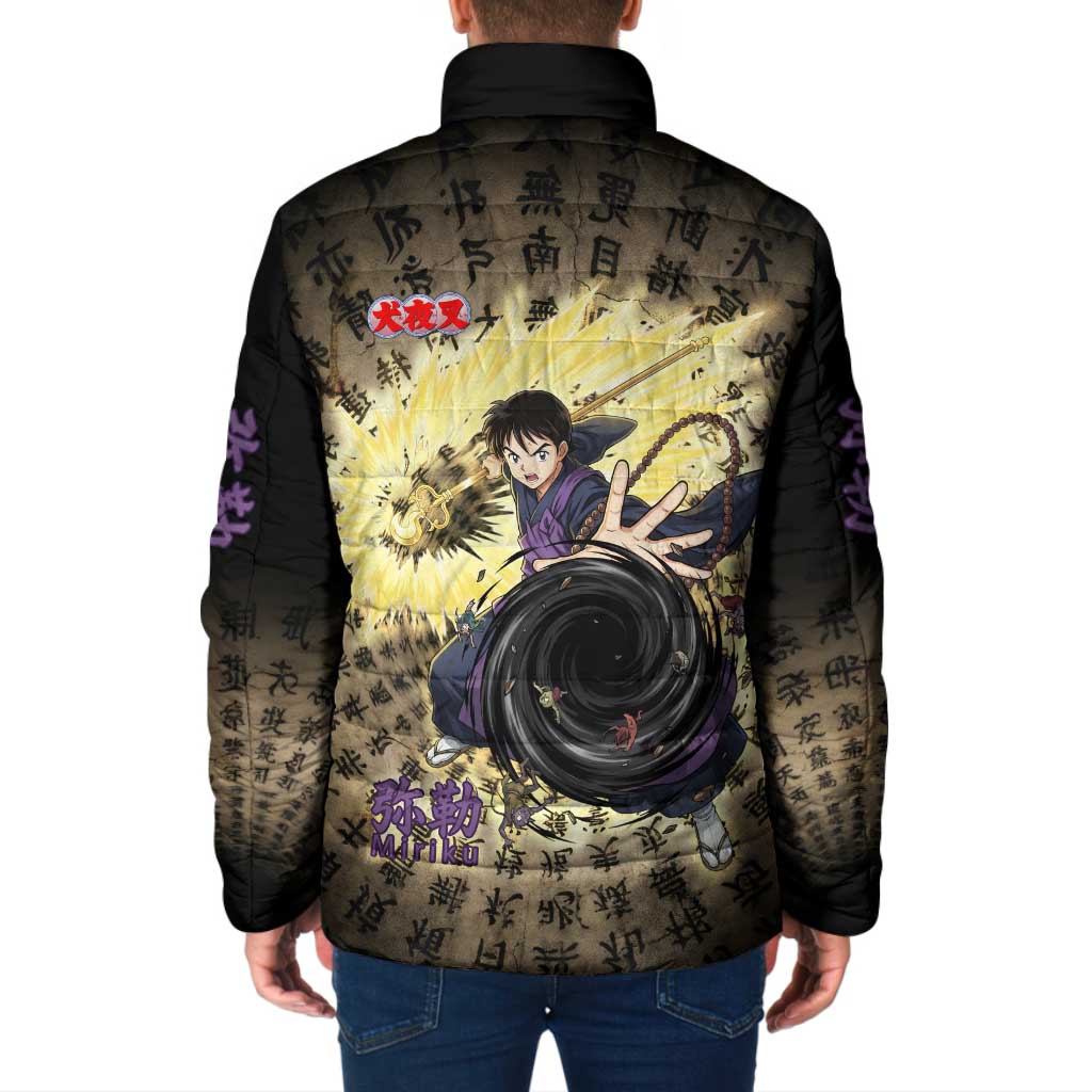 Miroku Inuyasha Series Padded Jacket Cursed Monk Aesthetic with Sutra Script Background