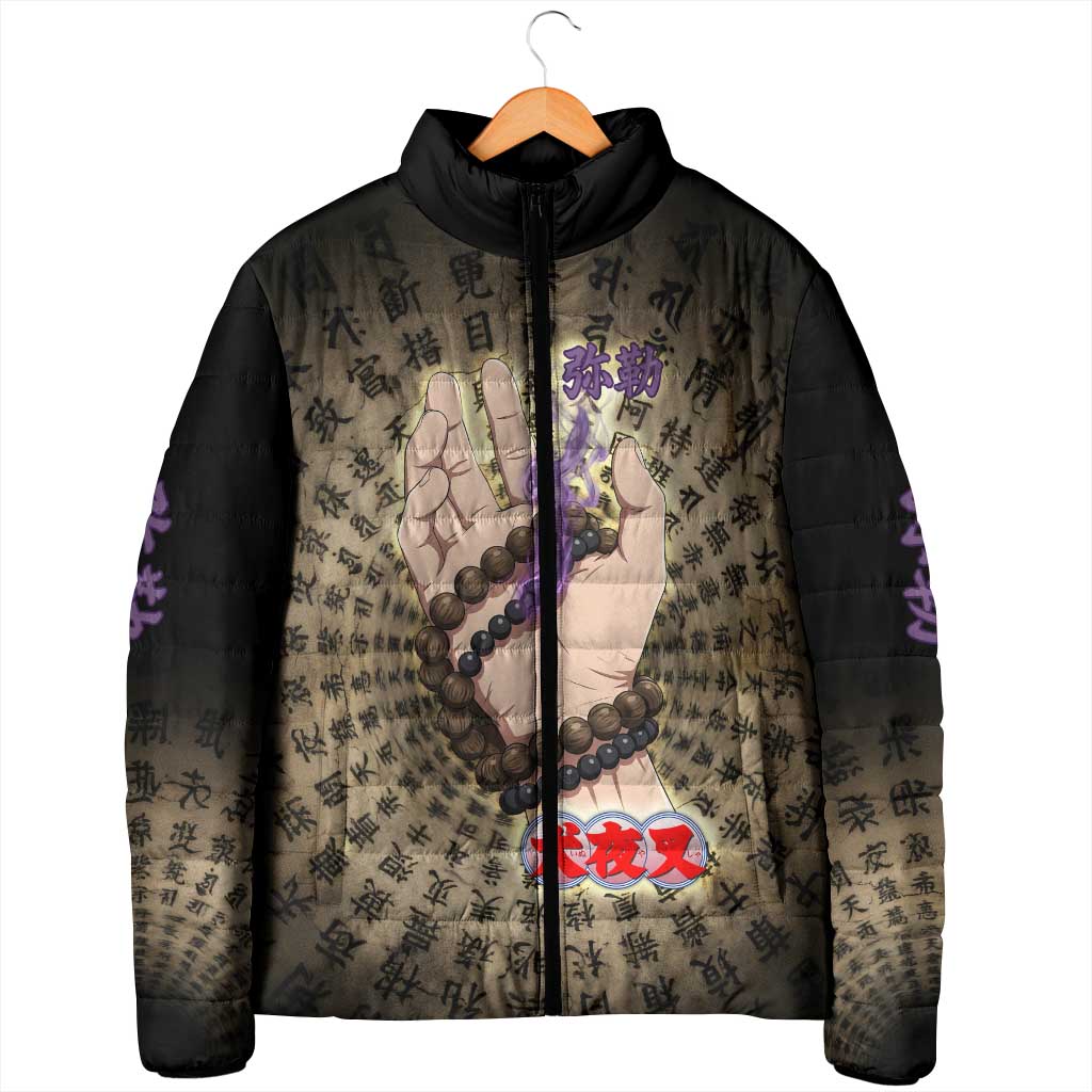 Miroku Inuyasha Series Padded Jacket Cursed Monk Aesthetic with Sutra Script Background