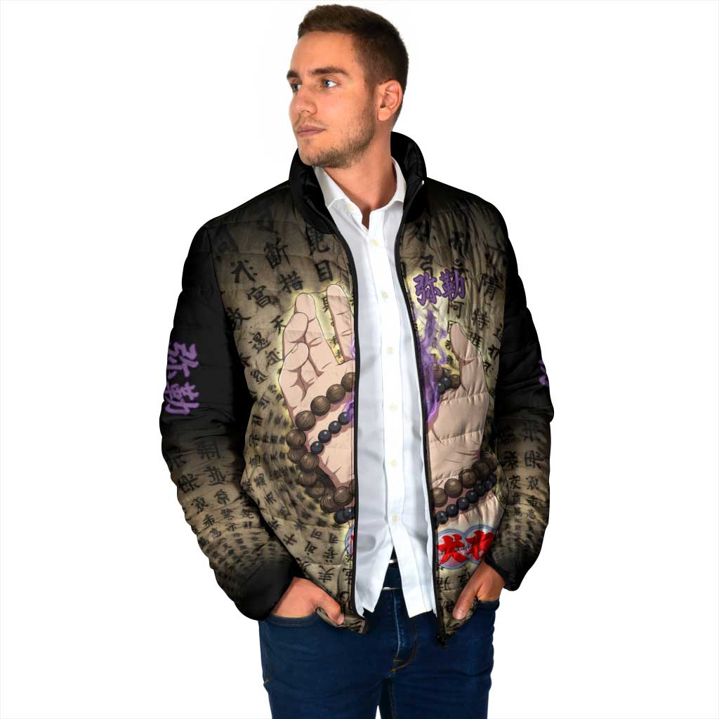 Miroku Inuyasha Series Padded Jacket Cursed Monk Aesthetic with Sutra Script Background