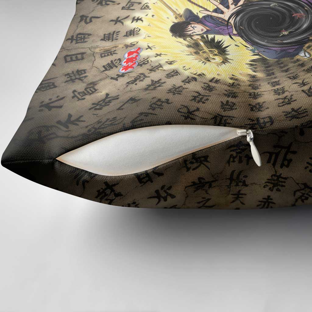 Miroku Inuyasha Series Pillow Cover Cursed Monk Aesthetic with Sutra Script Background
