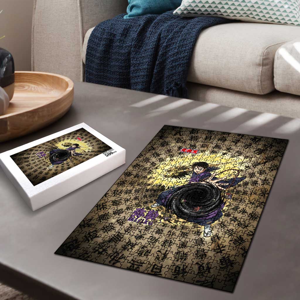 Miroku Inuyasha Series Puzzle Cursed Monk Aesthetic with Sutra Script Background