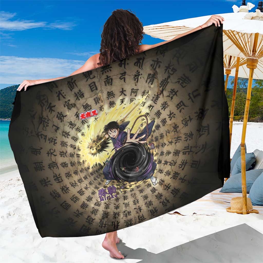 Miroku Inuyasha Series Sarong Cursed Monk Aesthetic with Sutra Script Background