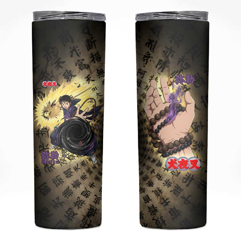Miroku Inuyasha Series Skinny Tumbler Cursed Monk Aesthetic with Sutra Script Background