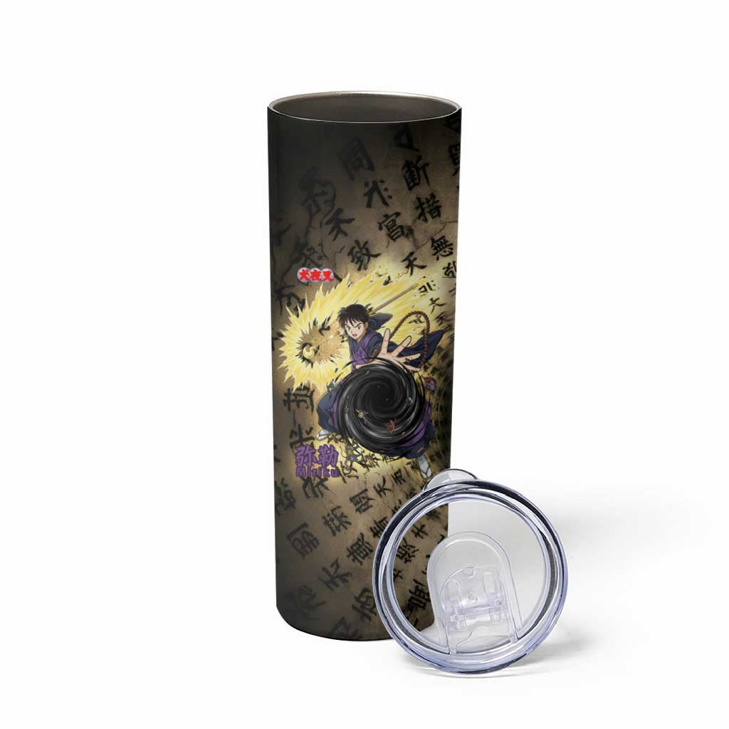 Miroku Inuyasha Series Skinny Tumbler Cursed Monk Aesthetic with Sutra Script Background