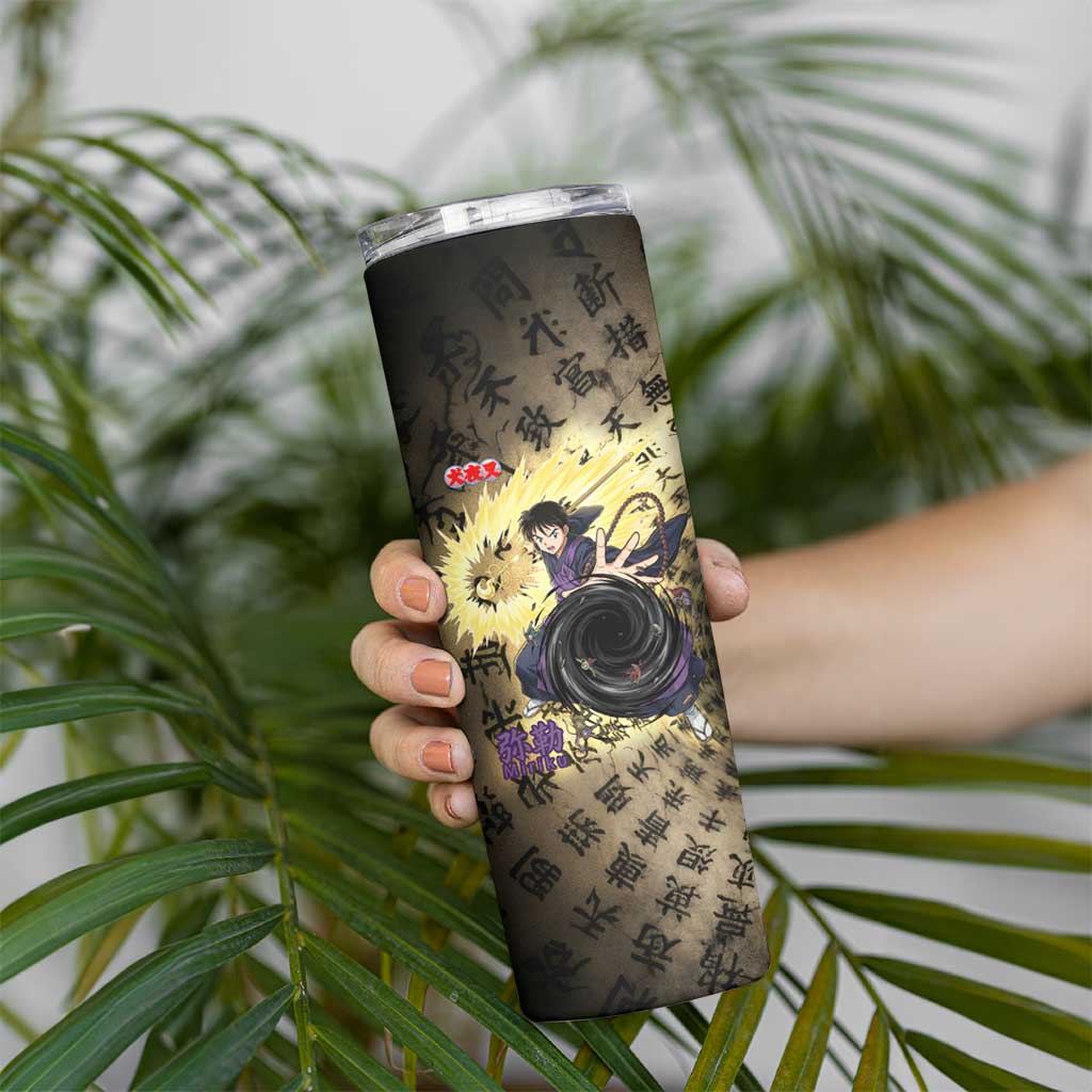 Miroku Inuyasha Series Skinny Tumbler Cursed Monk Aesthetic with Sutra Script Background